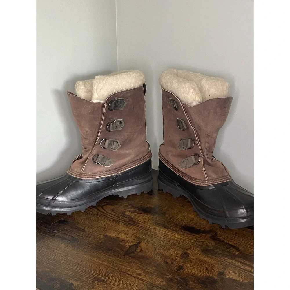 Sorel Bighorn Snow Boots Brown Leather Rubber Duck Boots Mens 7  W8.5